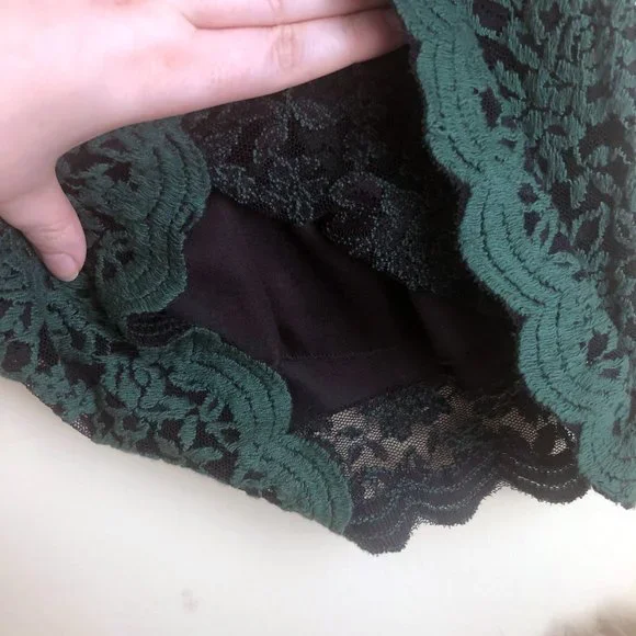 Olive Green Lace Mid-Sleeve Dress | Size 3-4 (US Small) - Picture 8 of 14